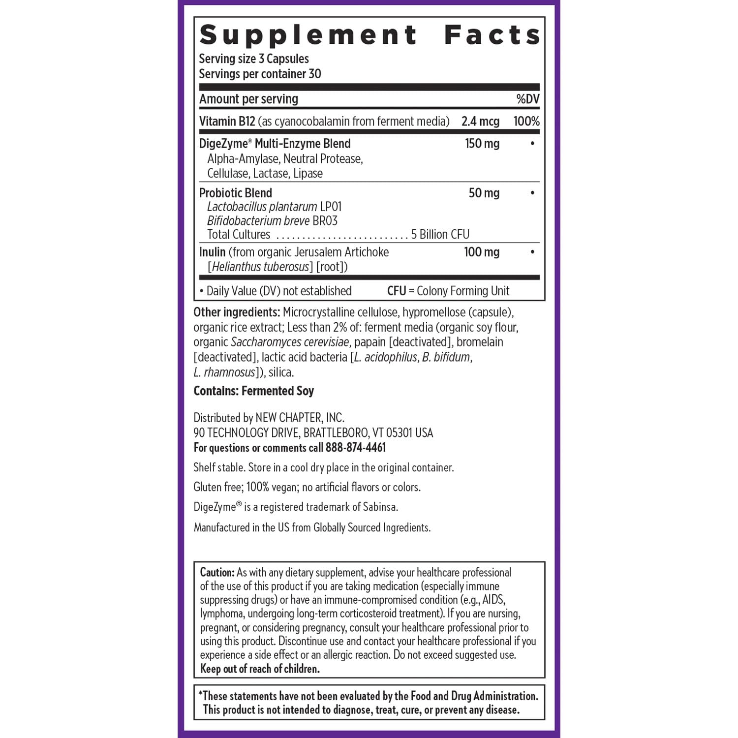New Chapter All-Flora Enzyme Complex with Probiotics Relieves Bloating & Gas - Clinical-Strength Digestive Enzymes + Ultra-Concentrated Probiotics + Fermented Vitamin B12, 90 Vegan Capsules - Image 6