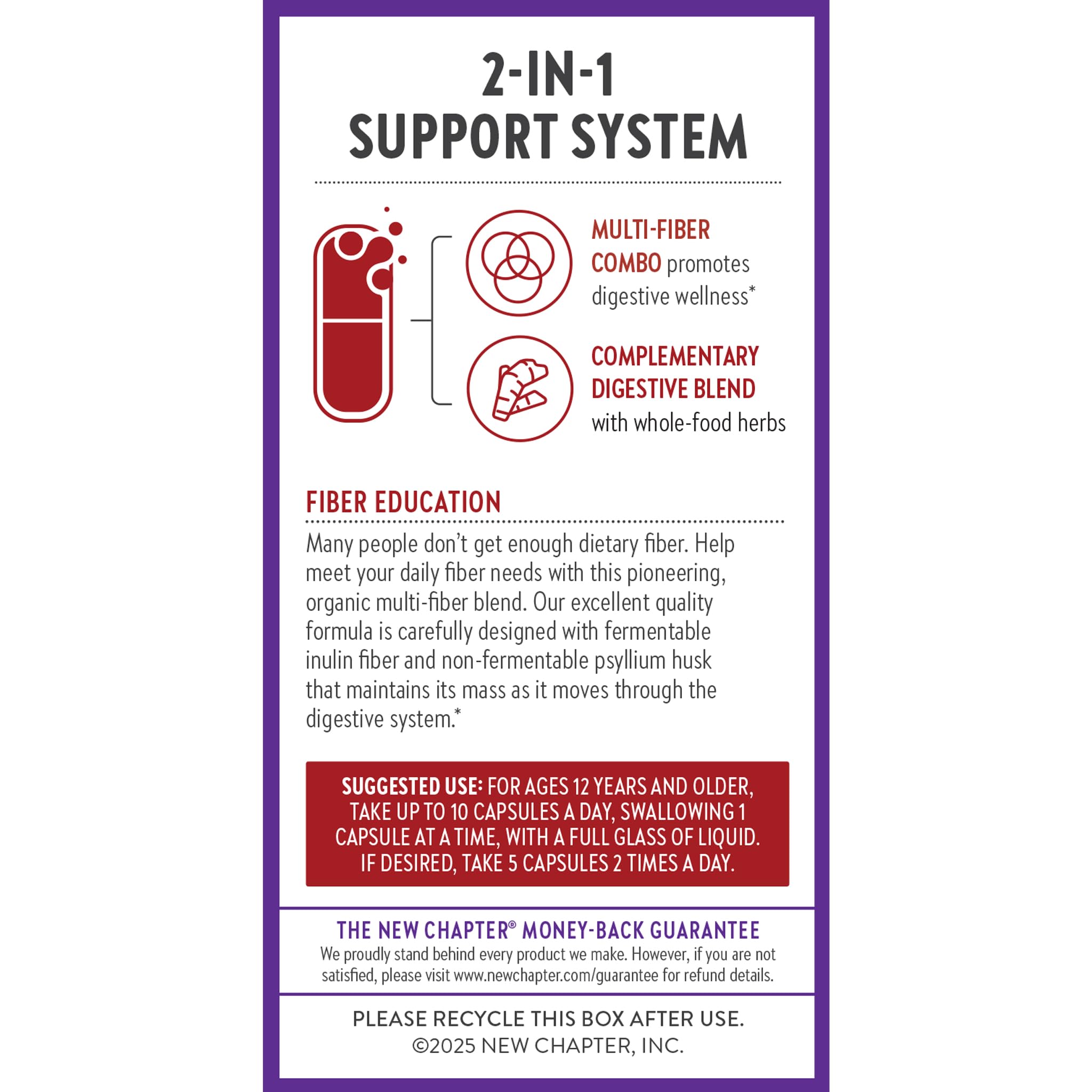 New Chapter All-Flora Multi-Fiber Supplement with Clinically Studied Prebiotic Inulin + Psyllium Husk for Digestion & Gut Health, Good Source of Daily Fiber, USDA Organic, 100% Vegan, 120 Count - Image 8