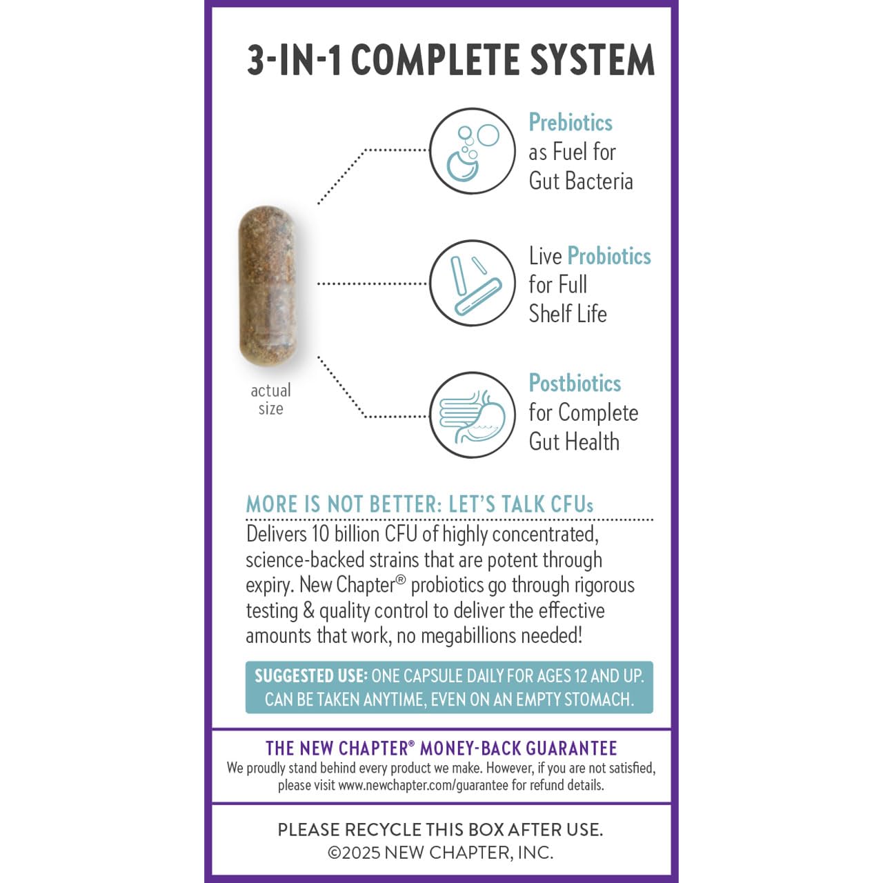 New Chapter All-Flora Probiotic for Advanced Digestion & Complete Gut Health with Prebiotics + Postbiotics, Clinical-Strength Strains, 100% Vegetarian, Non-GMO, Shelf Stable - 60 ct (2 Month Supply) - Image 7