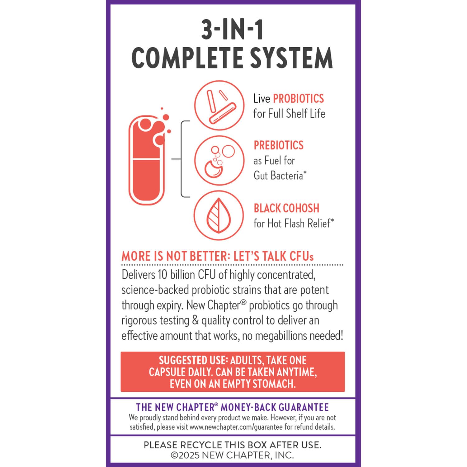 New Chapter All-Flora Probiotic Menopause Balance, Ultra-Concentrated Probiotics for Women with Black Cohosh for Menopause Hot Flashes, 100% Vegan, 30 Vegan Capsules - Image 7