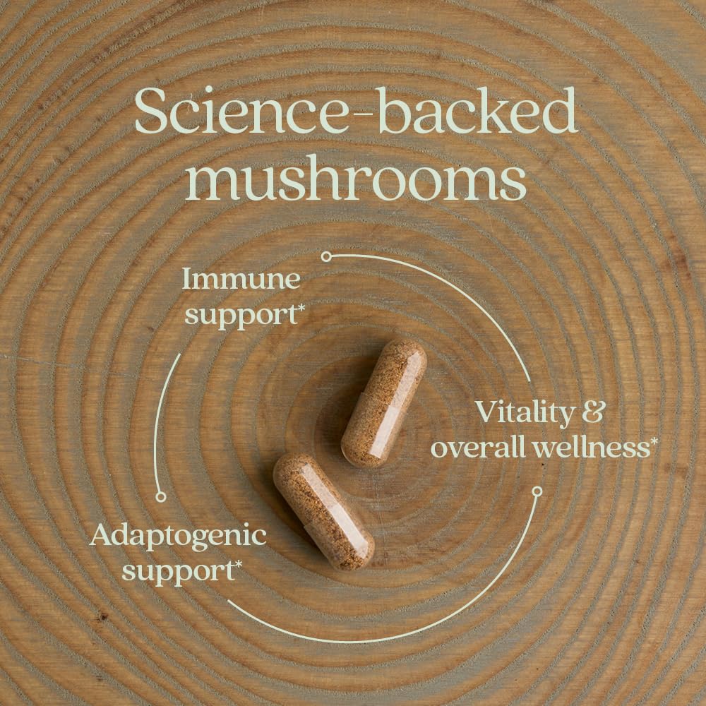 New Chapter Immune Support Reishi & Shiitake Mushroom Blend with Organic Reishi Mushroom, Vegan + Non-GMO, Nootropic Ingredients - 120 ct - Image 4