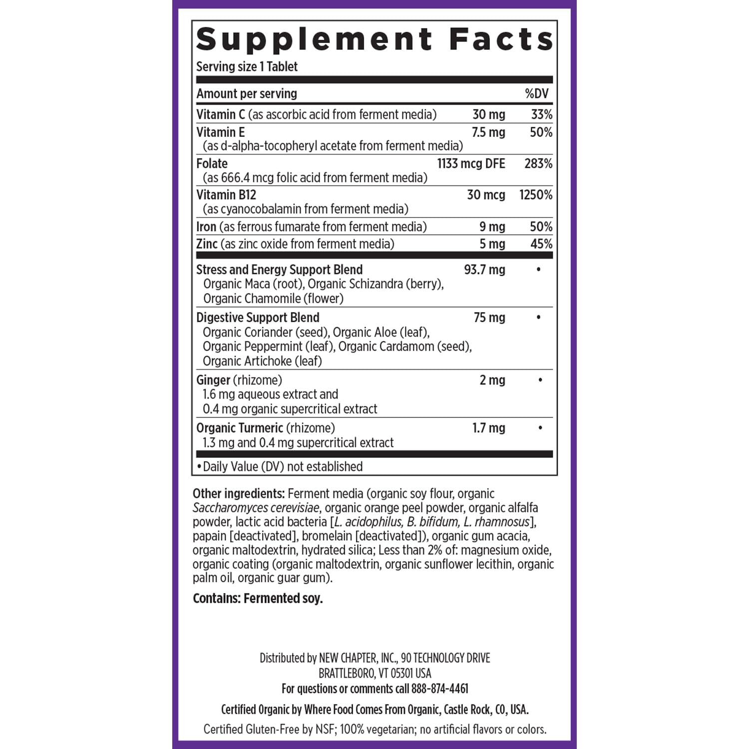 New Chapter Iron Supplement, Whole-Food Fermented Iron Complex Made with Organic Vegetables & Herbs + One Daily Non-Constipating Dose- 60ct, 2 Month Supply - Image 6