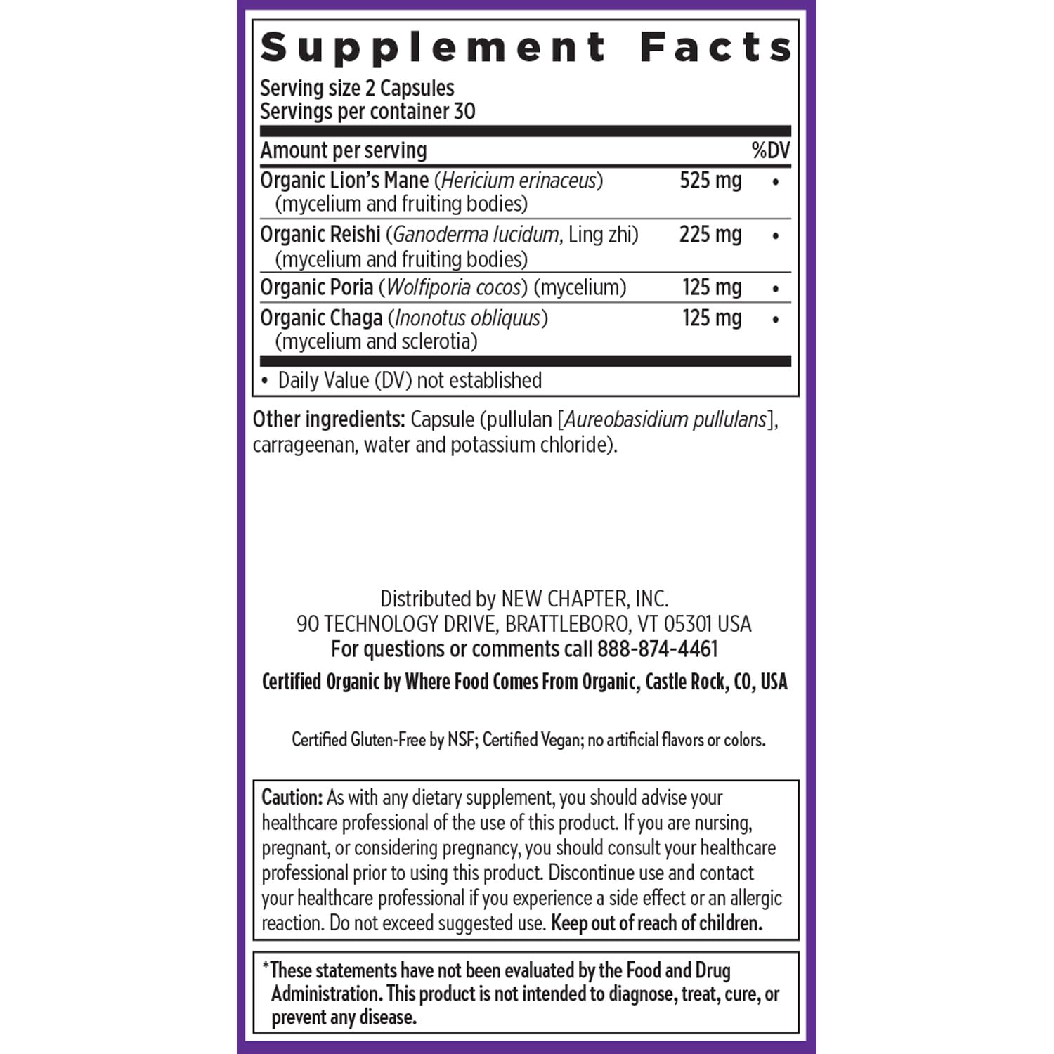 New Chapter Lion's Mane + Reishi Mushroom - LifeShield Mind Force for Mental Clarity with Organic Reishi Mushroom + Vegan + Non-GMO, Nootropic Ingredients - 60 ct - Image 6
