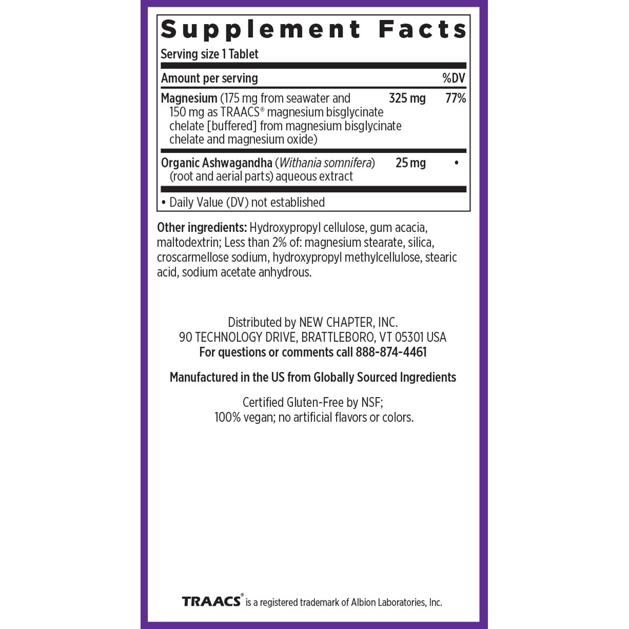 New Chapter Magnesium + Ashwagandha Supplement, 325 mg with Magnesium Glycinate for Muscle Relaxation & Recovery, Heart, Nerve & Bone Health, 2.5X Absorption, Non-GMO - 60 ct (2 Month Supply) - Image 6