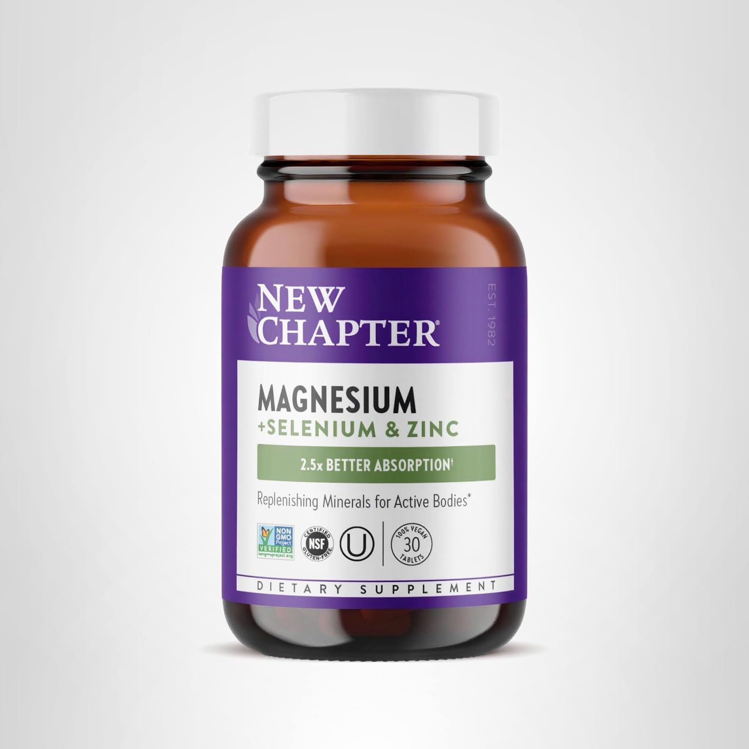New Chapter Magnesium-Selenium-Zinc Supplement, 325 mg Magnesium in One-Daily Tablet for Active Bodies, Bounce Back After Exercise with Muscle Support Minerals + Hydrating Electrolytes, 30 Count - Image 8