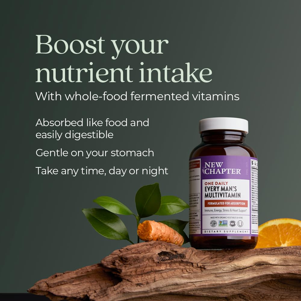 New Chapter Men’s Multivitamin, B6, Extra B12, D3, Vitamin C & Zinc, Immune, Heart, Cellular Energy, and Brain Health, Gentle on The Stomach, One Daily, Non-GMO, Gluten-Free, 18+, 72 Tablets - Image 4