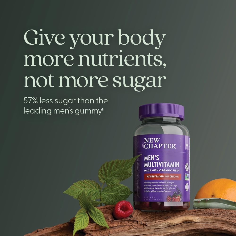 New Chapter Men’s Multivitamin Gummies, 57% Less Sugar, Men’s Gummy Vitamins with Vitamin C, D3 & Zinc, Non-GMO, Gluten Free, Berry-Citrus, 75ct - Image 3