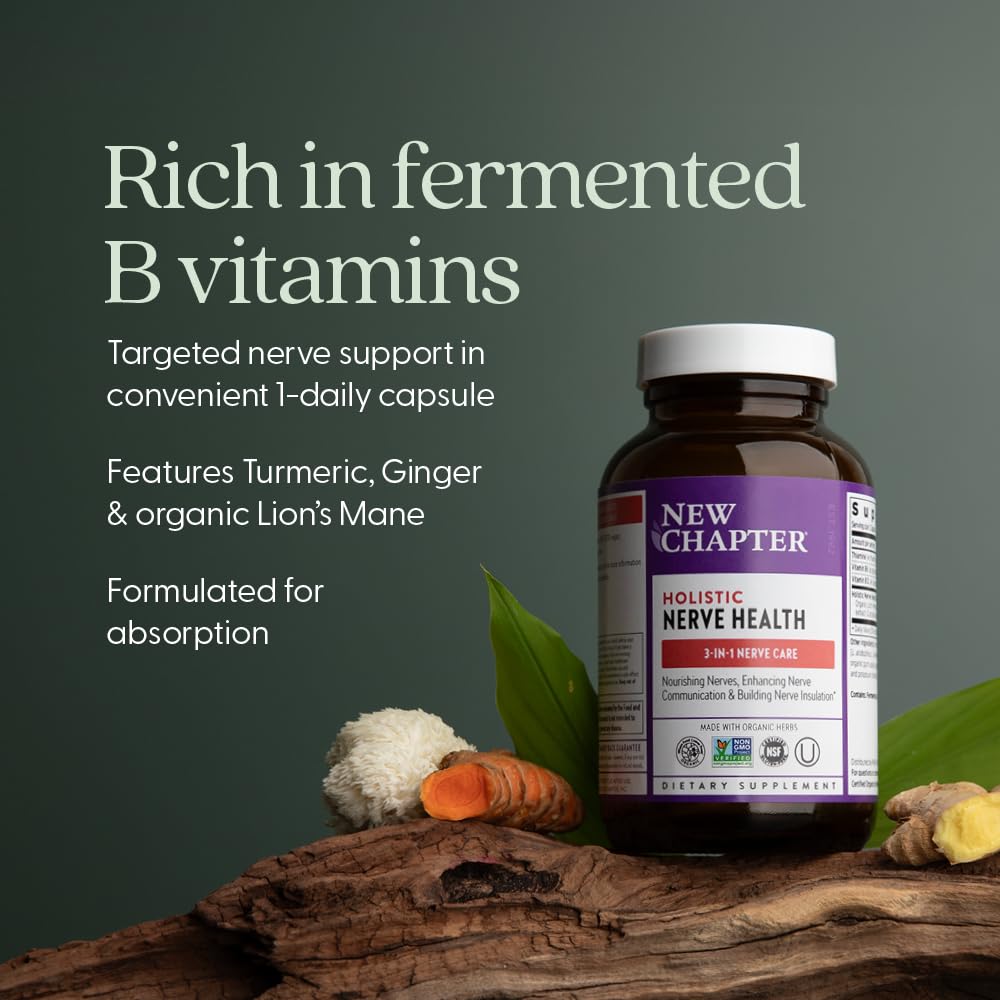 New Chapter Nerve Health Supplement for 3-in-1 Support from Head to Toe - Vitamin B1 Generates Energy for Nerves, Vitamin B6 Enhances Healthy Transmission, Vitamin B12 Builds Insulation, 30ct - Image 3