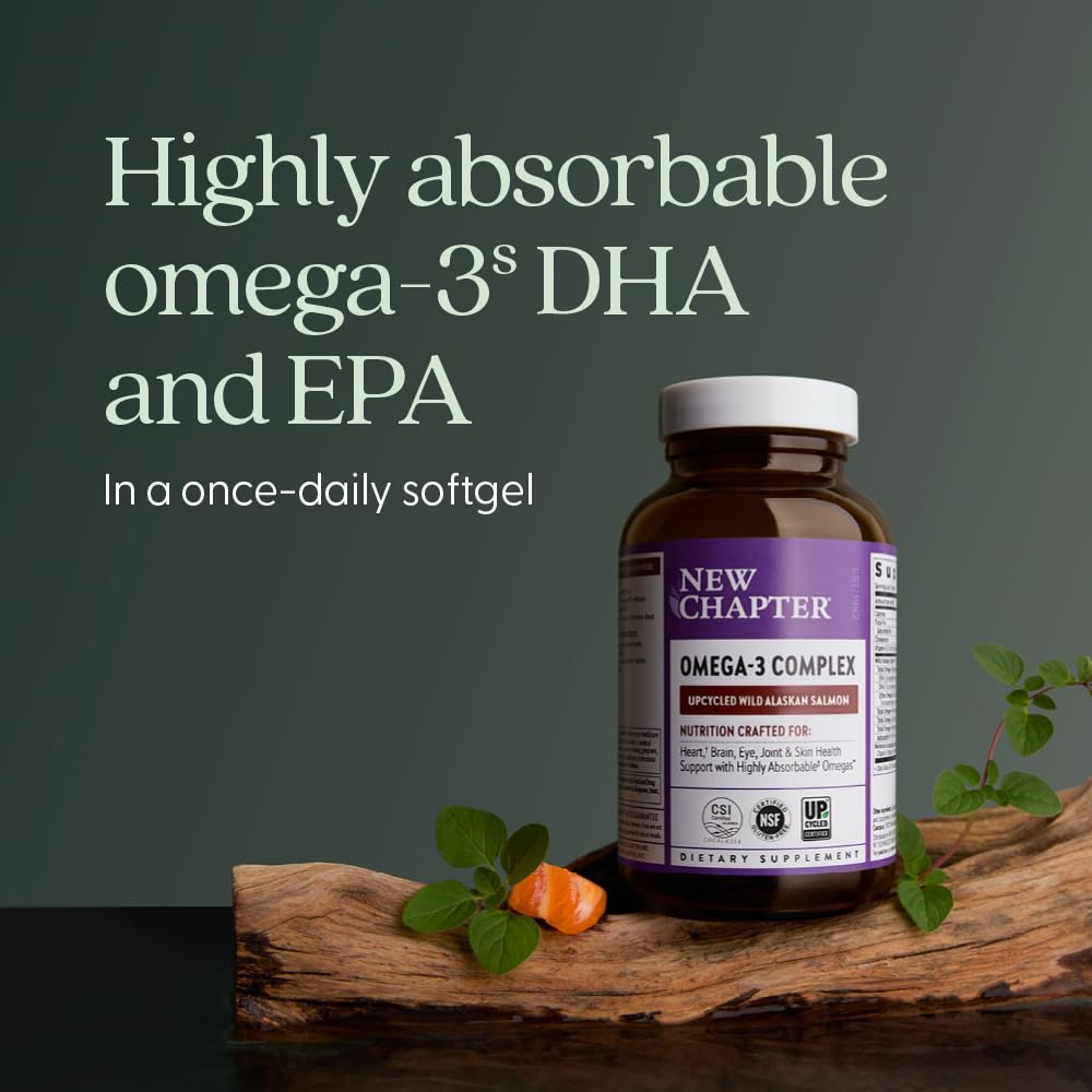 New Chapter Omega-3 Complex, 1000mg Softgels, Fish Oil Supplement Wild Alaskan Salmon for Heart, Brain, Eye, Joint & Skin Health Support - 30 Count - Image 4