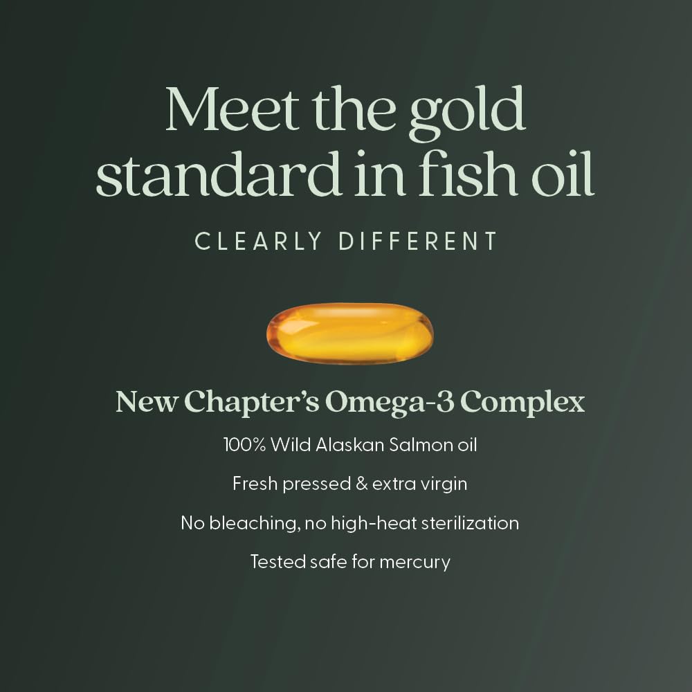 New Chapter Omega-3 Complex, 1000mg Softgels, Fish Oil Supplement Wild Alaskan Salmon for Heart, Brain, Eye, Joint & Skin Health Support - 30 Count - Image 5