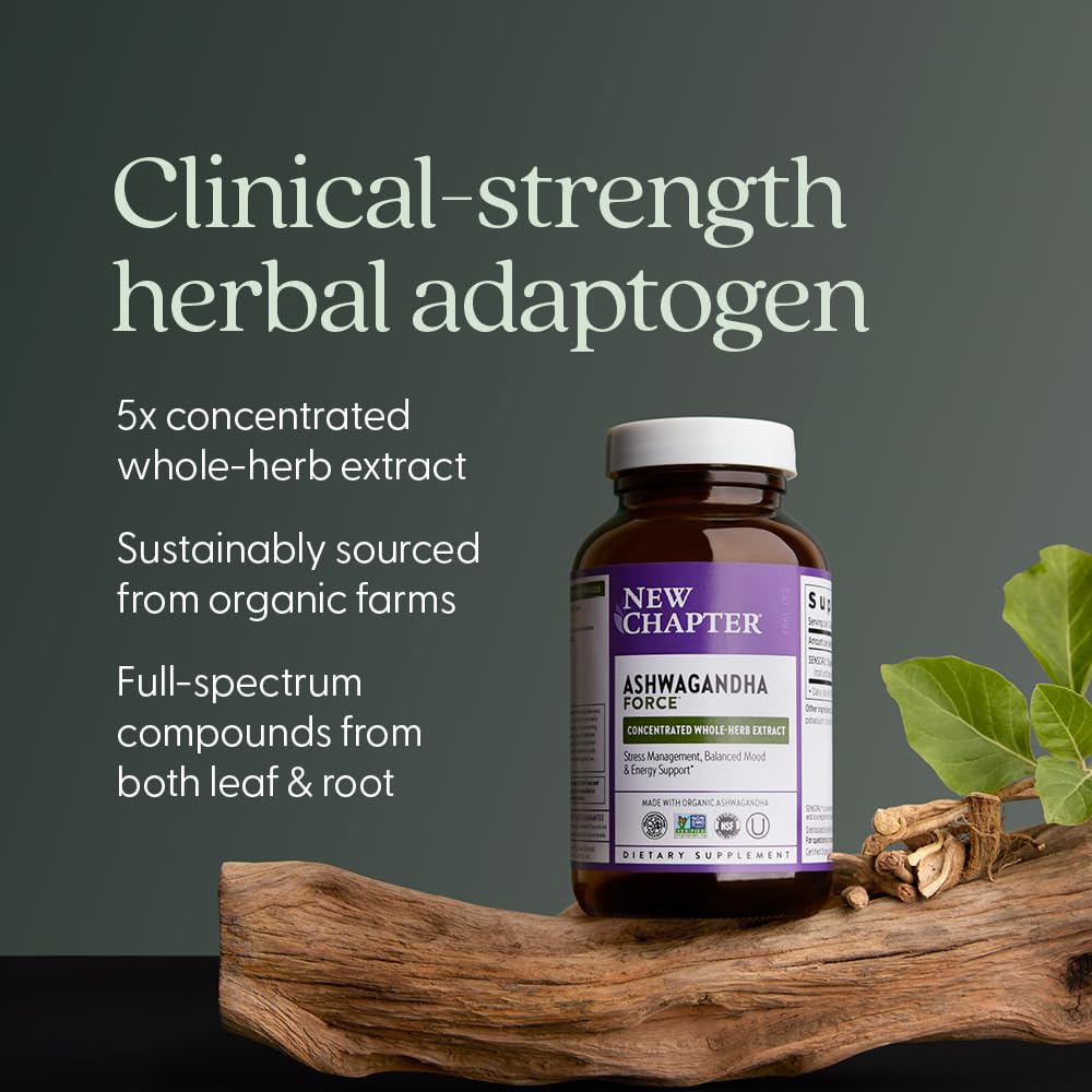New Chapter Organic Ashwagandha Supplement, One Capsule a Day of Adaptogens for Stress Relief, Mood Support, & Energy, Vegan, 60 Count - Image 4