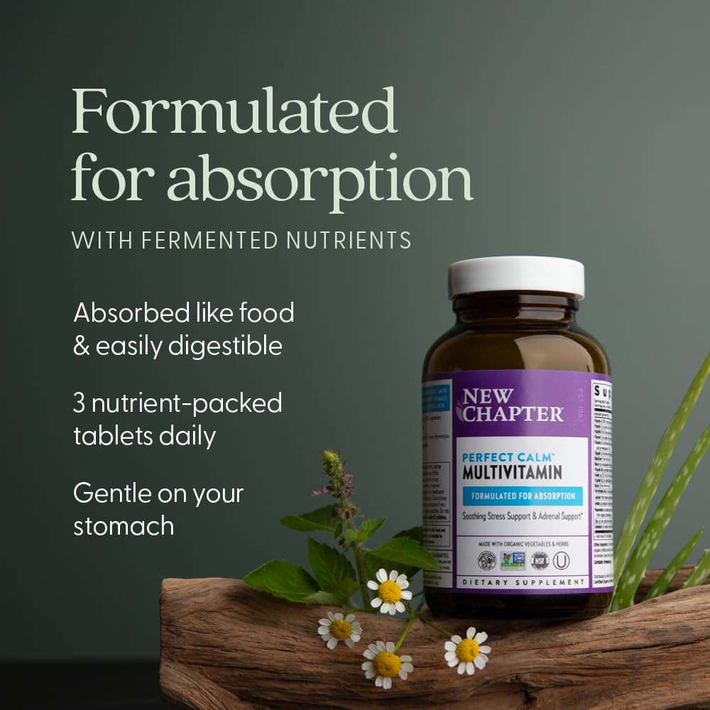 New Chapter Perfect Calm - Daily Multivitamin for Stress & Mood Support with B Vitamins + Holy Basil + Lemon Balm + Organic Non-GMO Ingredients - 144 Count - Image 4