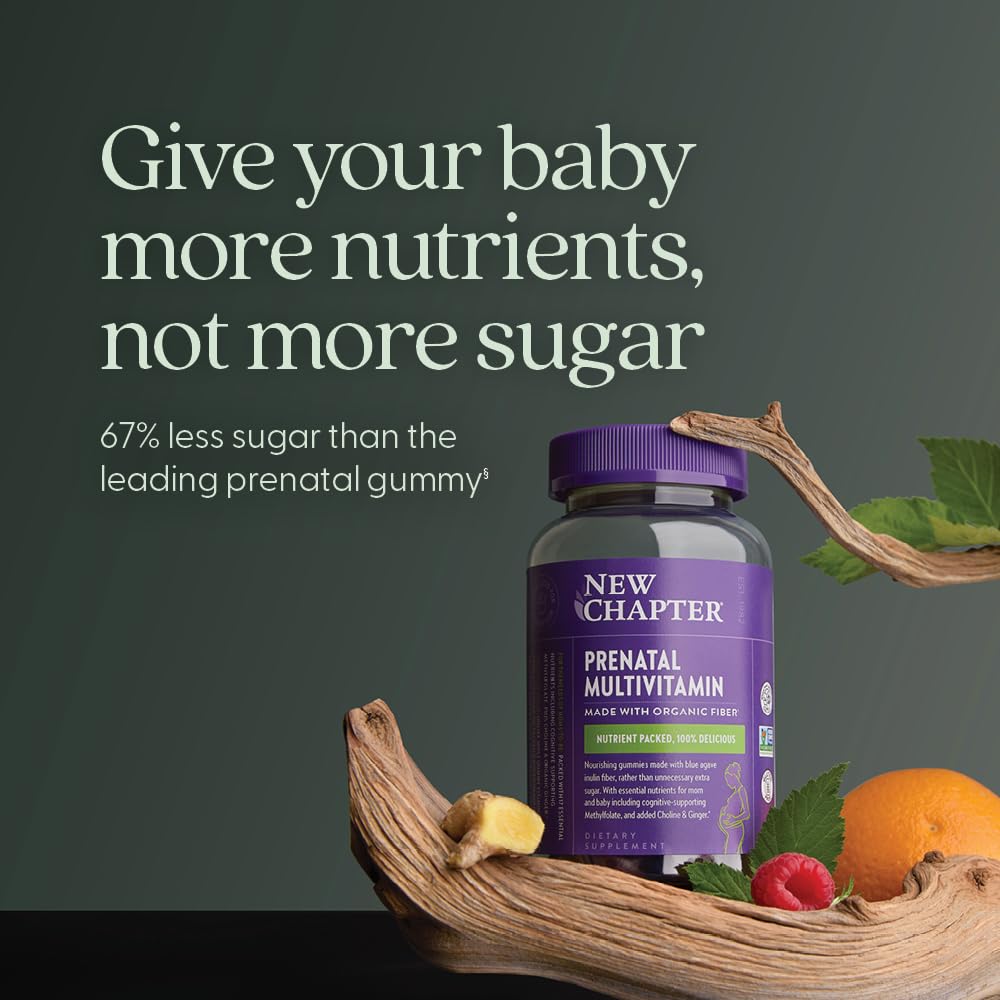 New Chapter Prenatal Multivitamin Gummies – 67% Less Sugar, Prenatal Gummies for Mom & Healthy Baby with Methylfolate, Vitamin D3, Choline + Ginger, Non-GMO, Gluten Free, Berry Citrus, 90ct - Image 4