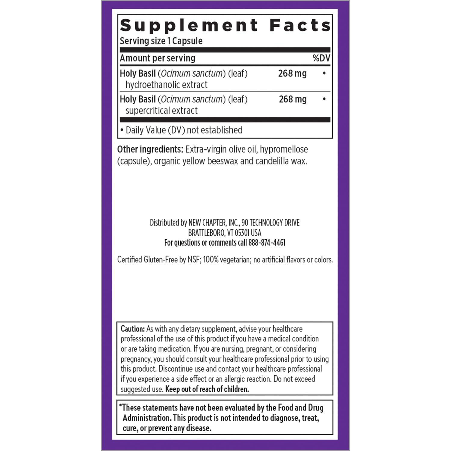 New Chapter Stress Relief Supplement - Holy Basil Force with Supercritical Holy Basil for Stress Support + Immune Support + Non-GMO Ingredients - Vegetarian Capsules, 120 Count - Image 6