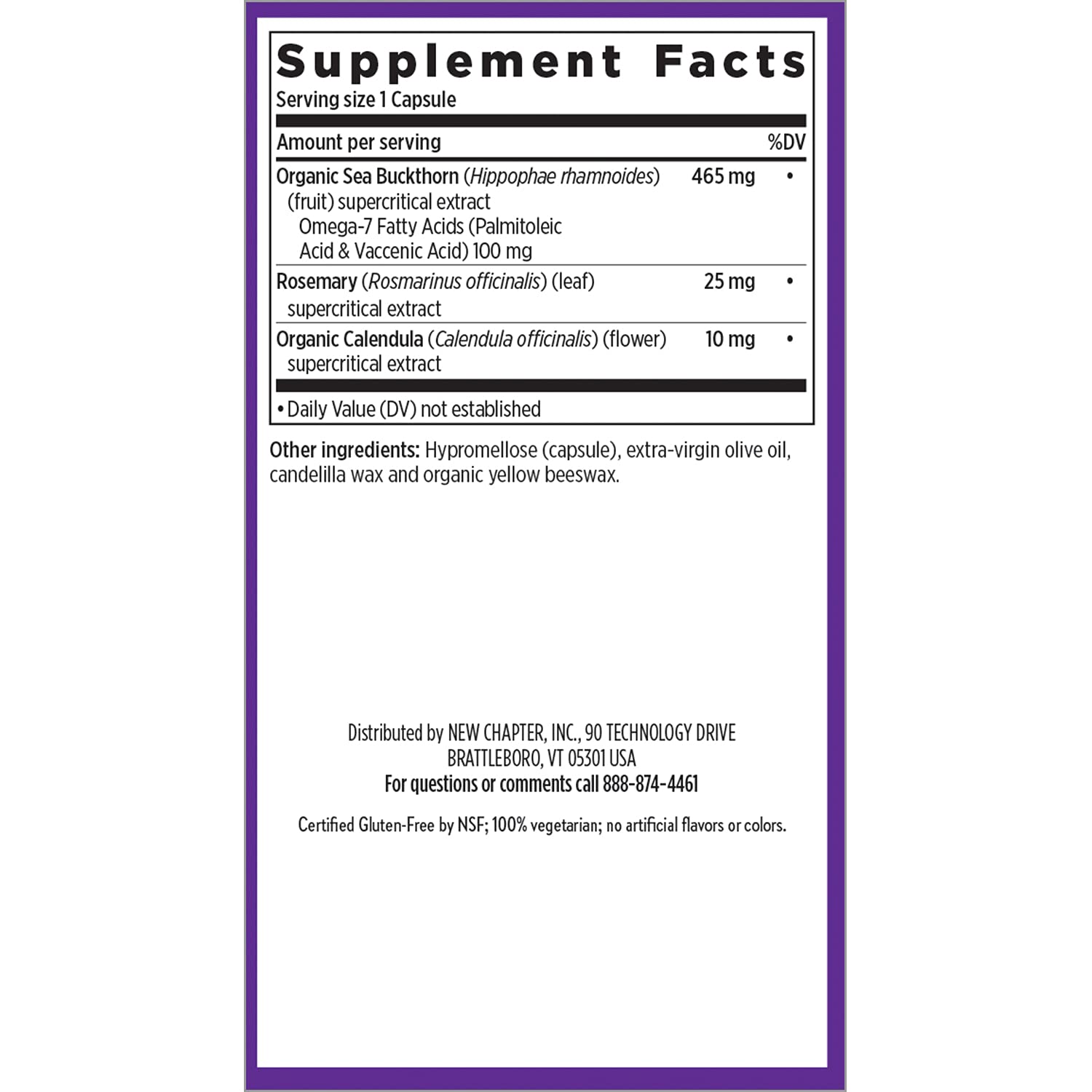 New Chapter Supercritical Omega 7 with Sea Buckthorn + Plant Sourced Fatty Acids + Omega 7 + Non-GMO Ingredients - 60 Vegetarian Capsule - Image 6