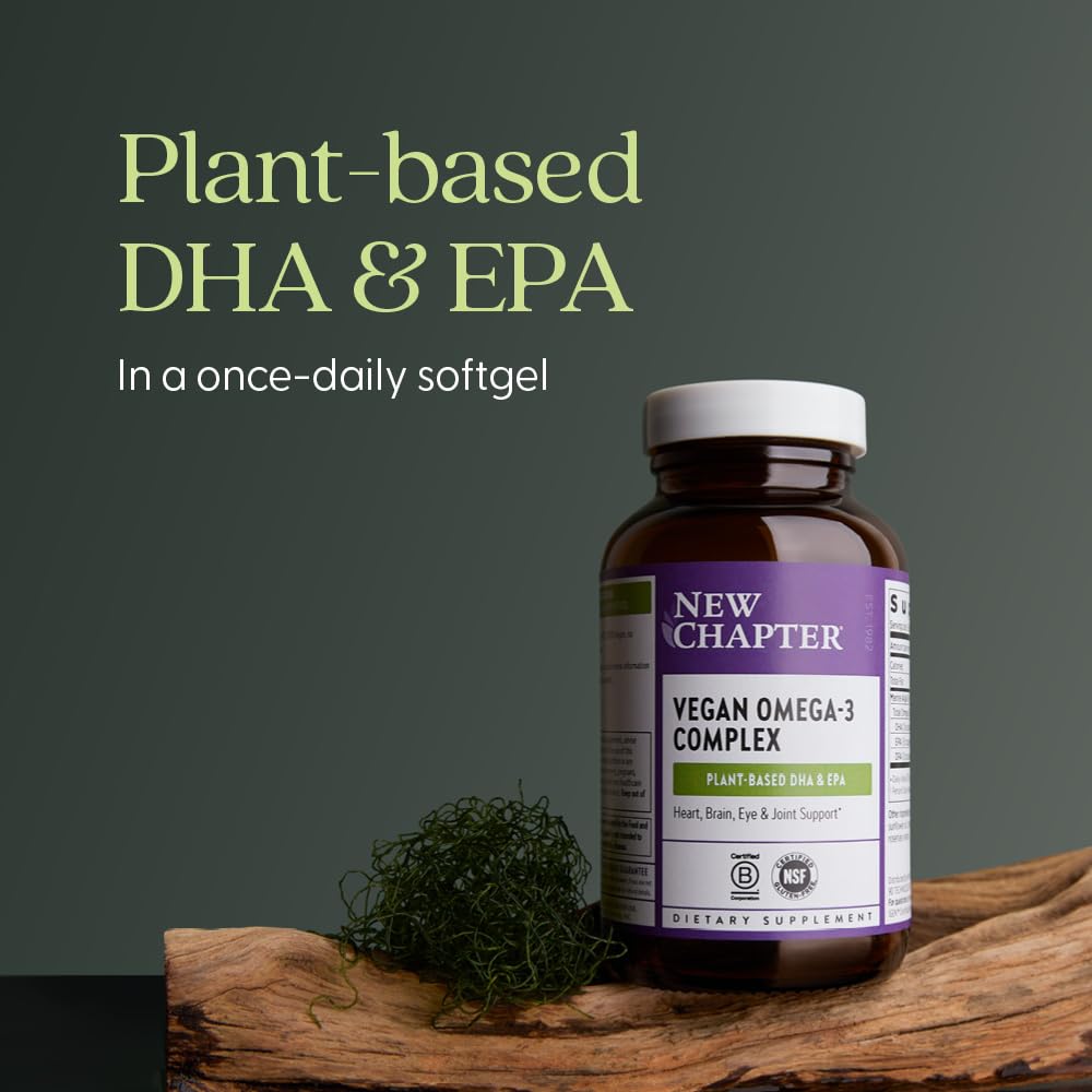 New Chapter Vegan Algae Oil, DHA, EPA, and DPA Supplement - Vegan Omega-3 Complex for Heart, Brain, Eye & Joint Support - 30 Softgels - Image 4