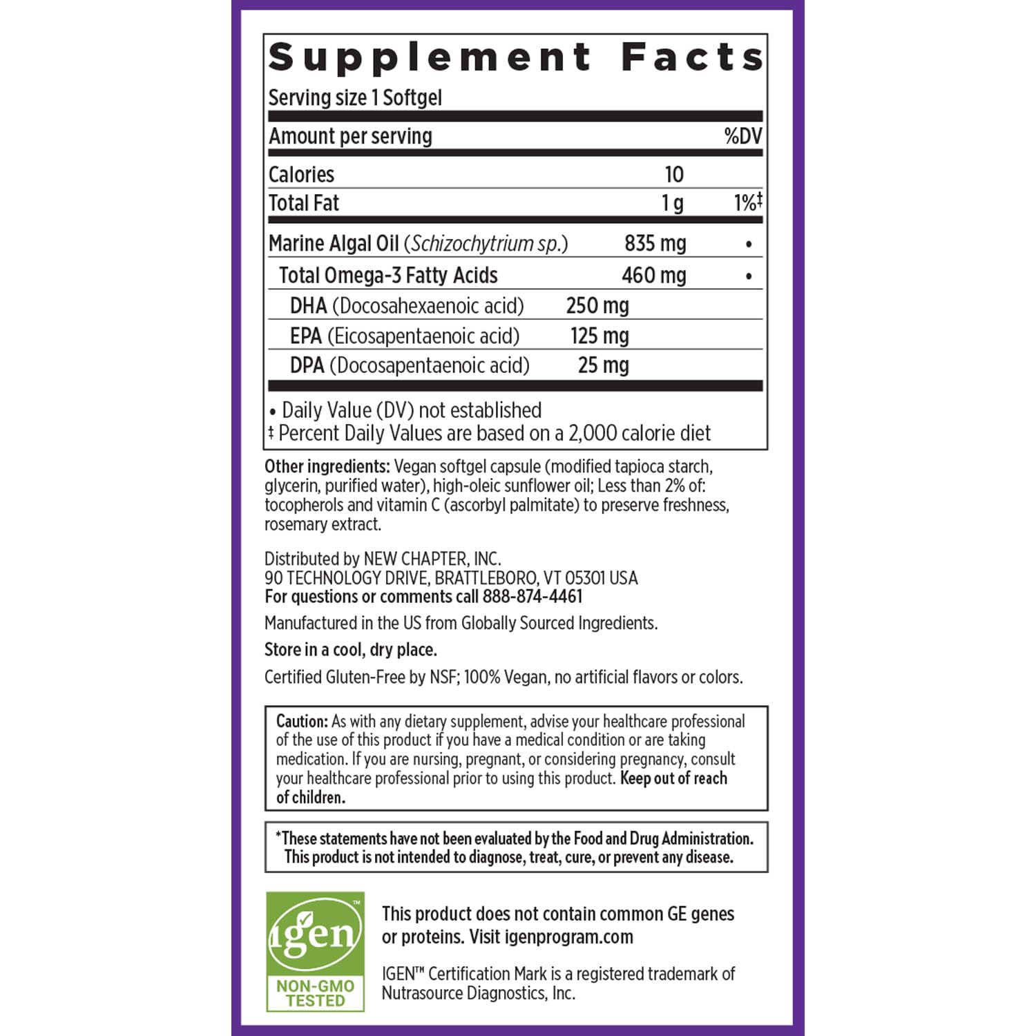 New Chapter Vegan Algae Oil, DHA, EPA, and DPA Supplement - Vegan Omega-3 Complex for Heart, Brain, Eye & Joint Support - 30 Softgels - Image 6