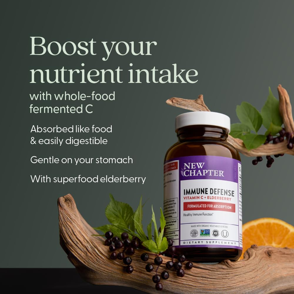 New Chapter® Vitamin C Immune Defense Supplement + Elderberry – Excellent Source of Vitamin C, One Daily Tablet for Healthy Immune Support, Made with Organic Herbs, Non-GMO, Gluten Free, 30 ct - Image 3