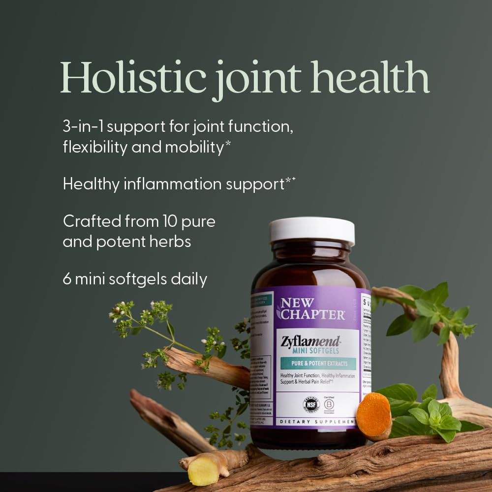 New Chapter Zyflamend™ Mini Softgels, Joint Supplement & Herbal Pain Relief – with Turmeric, Ginger & Green Tea - for Healthy Inflammation Response, Mobility & Flexibility, 180 mini softgels - Image 4